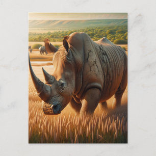 Carte Postale Le majestueux Rhino qui sillonne les prairies