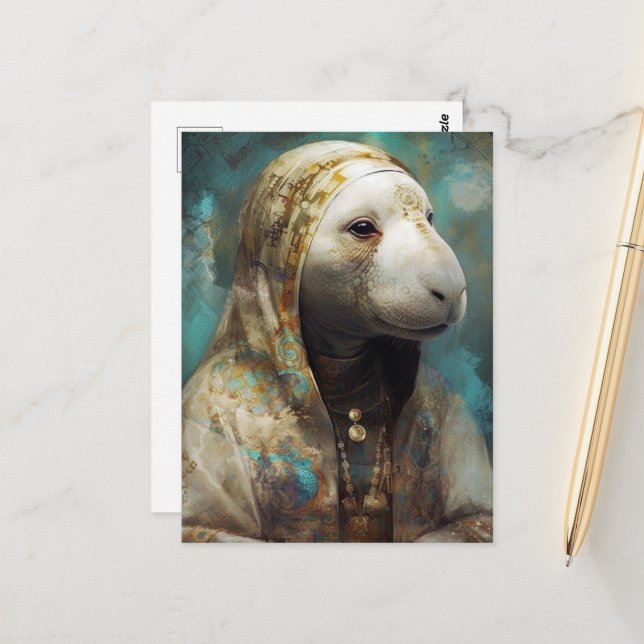 Carte Postale Le Manatee à Robes (Devant/Arrière en situation)