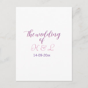 Carte Postale Le mariage du couple nom initiale lettre date