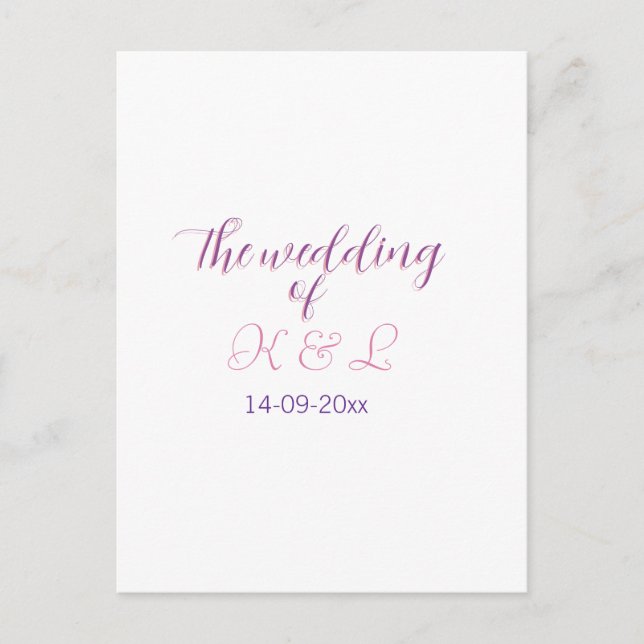 Carte Postale Le mariage du couple nom initiale lettre date (Devant)