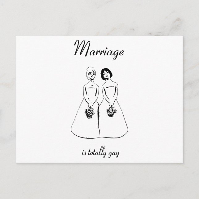 Carte Postale Le mariage est totalement gay — le couple féminin (Devant)