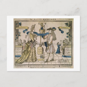 Carte Postale Le mariage heureux (coupe de bois couleur pochoir)