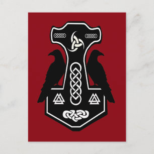 Carte Postale Le marteau de Pagan Celtic Thor avec Ravens