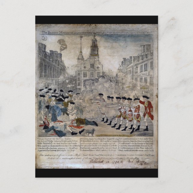 Carte Postale Le massacre de Boston par Paul Revere 1770 (Devant)