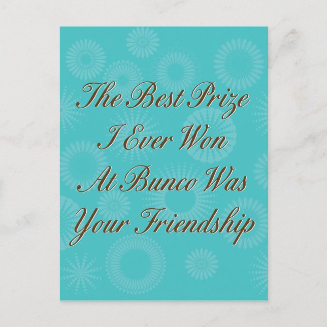 Carte Postale Le meilleur prix que j'ai jamais gagné à Bunco (Devant)