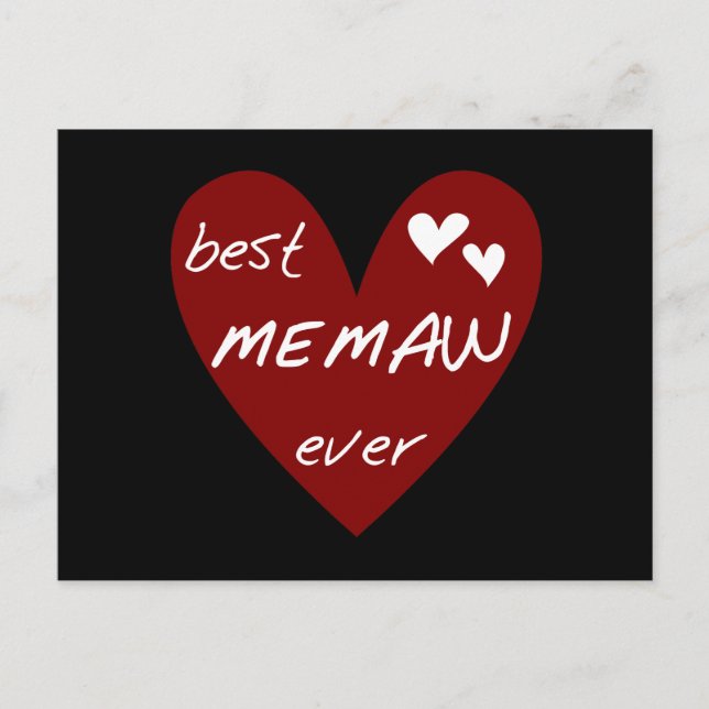 Carte Postale Le meilleurs T-shirts et cadeaux de Memaw de coeur (Devant)