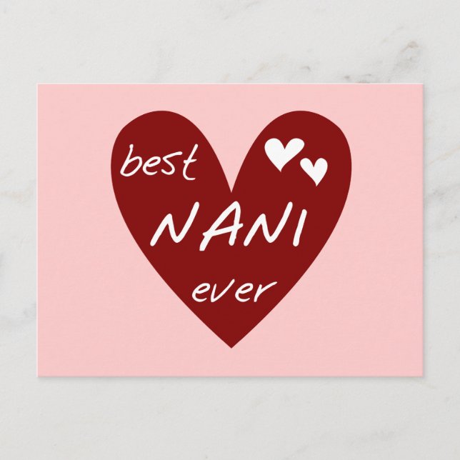 Carte Postale Le meilleurs T-shirts et cadeaux de Nani de coeur (Devant)