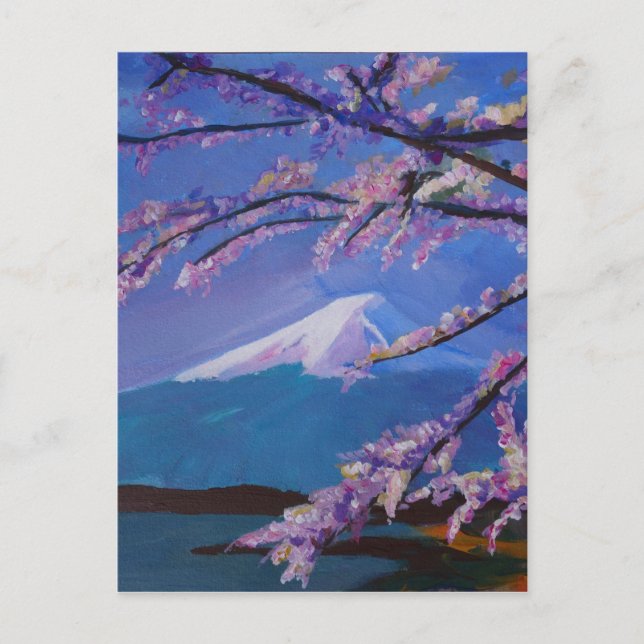 Carte Postale Le merveilleux Mont Fuji avec la fleur de cerisier (Devant)