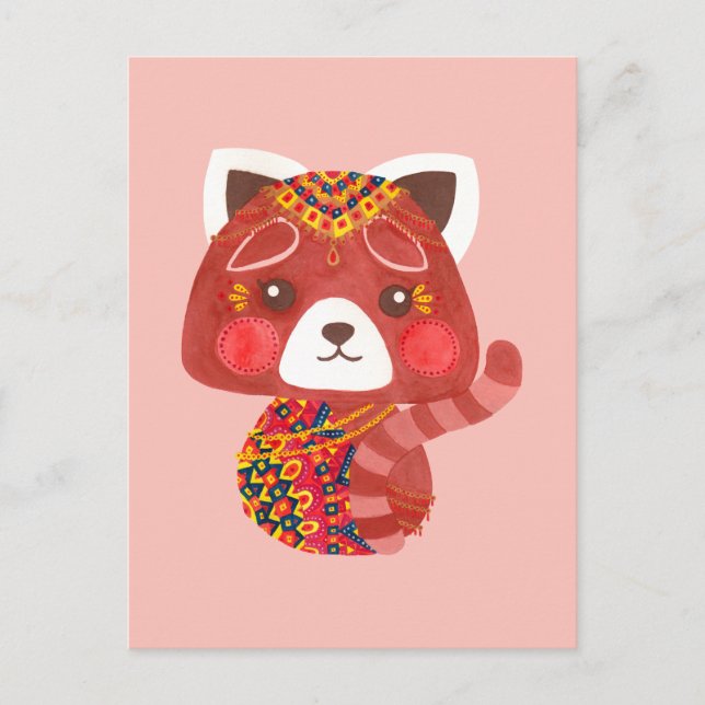 Carte Postale Le mignon Panda Rouge (Devant)