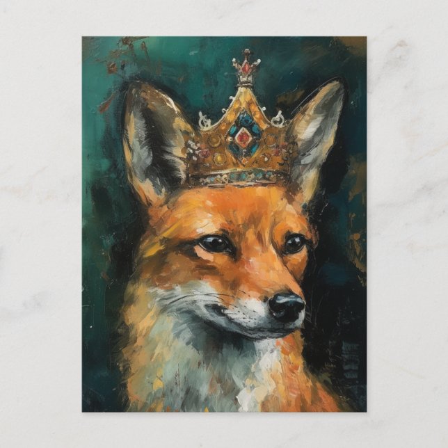 Carte Postale Le mignon renard rouge dans une couronne (Devant)