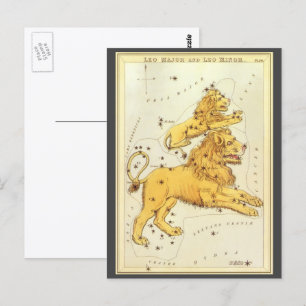 Carte Postale Le miroir de Leo le lion Vintage Constellation Ura
