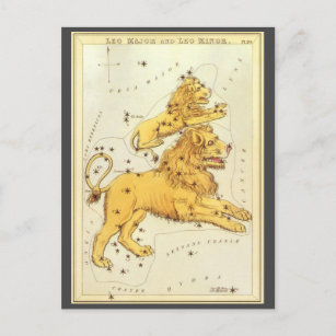 Carte Postale Le miroir de Leo le lion Vintage Constellation Ura