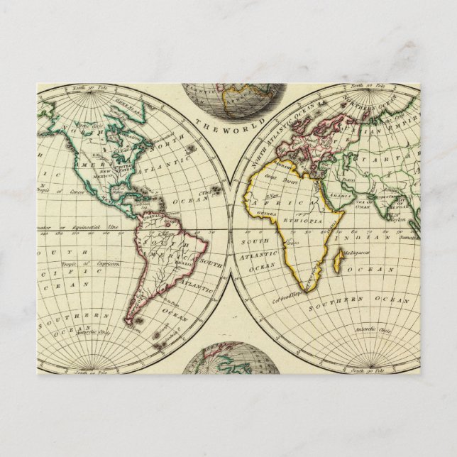 Carte Postale Le Monde aux frontières continentales (Devant)