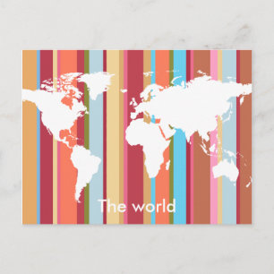 Carte Postale le monde avec des bandes de couleurs verticales