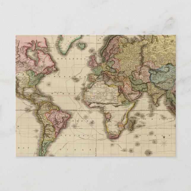 Carte Postale Le monde sur la projection de Mercator (Devant)