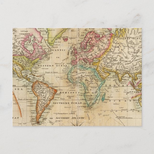 Carte Postale Le monde sur la projection de Mercator (Devant)