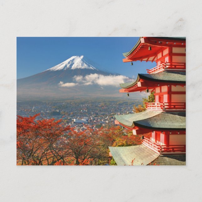 Carte Postale Le mont Fuji vu de derrière la pagode de Chureito (Devant)