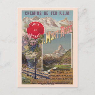 Carte Postale Le Mont Rose Suisse Poster vintage 1891