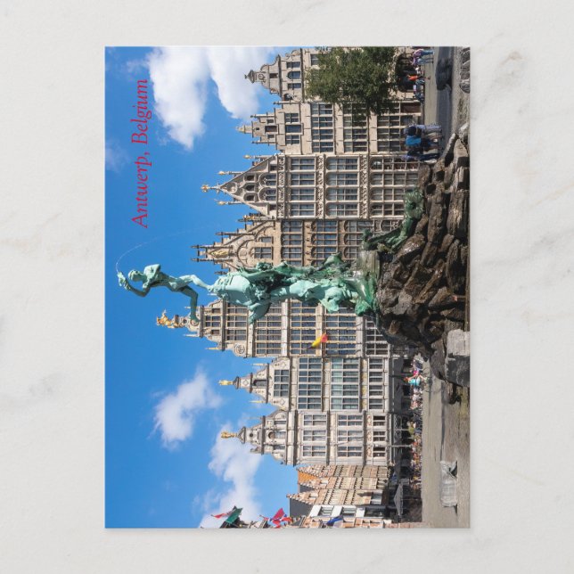 Carte Postale Le monument et la Guilde de Brabo abrite Anvers (Devant)