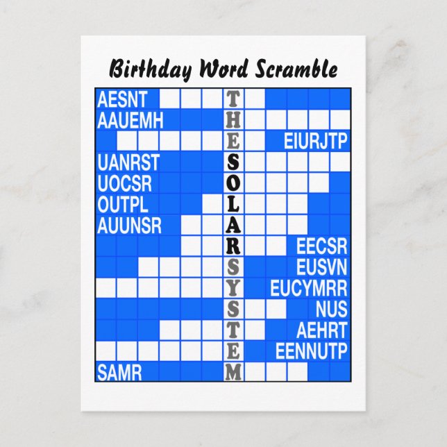 Carte Postale Le mot système solaire (Devant)