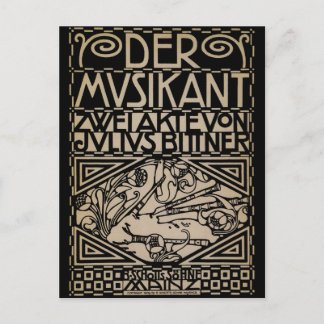Carte Postale Le musicien par : Koloman Moser 1909