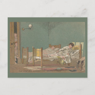 Carte Postale Le nouveau garçon : Vêtements de lit enchantés