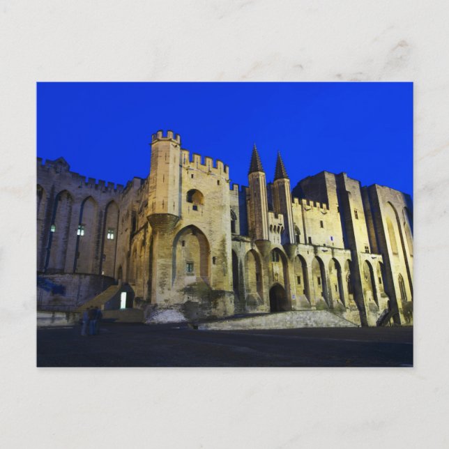 Carte Postale Le Palais du Pape à Avignon au coucher du soleil.  (Devant)