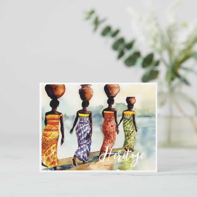 Carte Postale Le panier des femmes africaines sur les têtes Long (Debout devant)