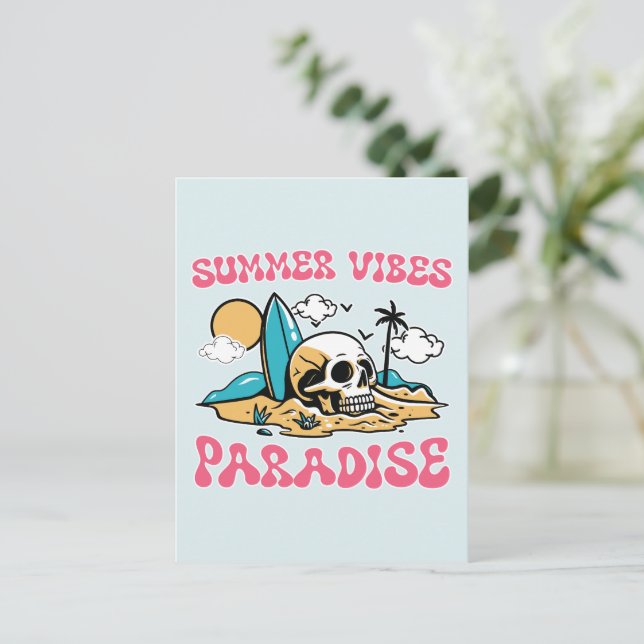Carte Postale Le Paradis des Vibes d'été - Crâne (Debout devant)
