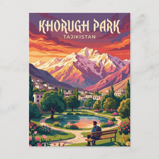 Carte Postale Le parc de Khorog au Tadjikistan (Devant)