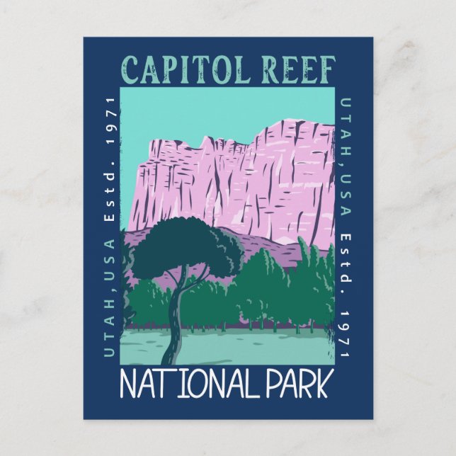 Carte Postale Le Parc National Capitol Reef Utah Distress Retro (Devant)