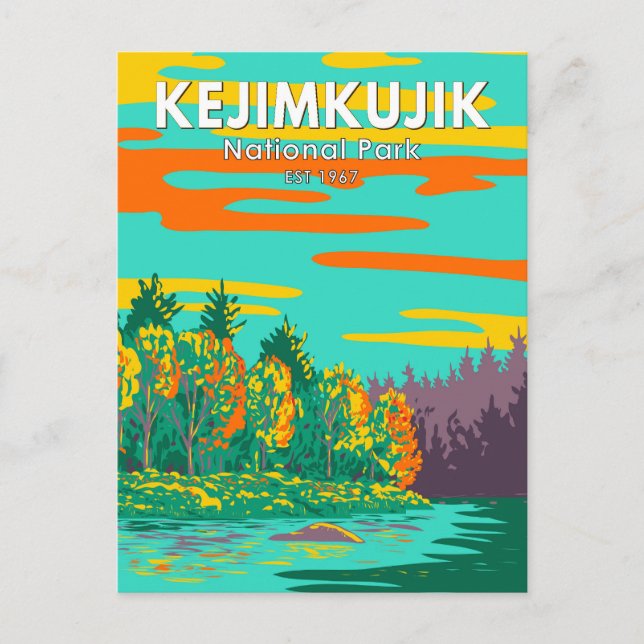 Carte Postale Le parc national Kejimkujik Brook Canada Rétro (Devant)