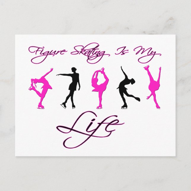 Carte Postale Le patinage artistique est ma vie - ROSE & NOIR (Devant)