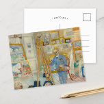 Carte Postale Le peintre de squelette | James Ensor<br><div class="desc">The Skeleton Painter (1896) de James Ensor est une oeuvre d'art surréaliste et satirique, avec un squelette symbolisant la mort, engagé dans la peinture. La composition combine un humour foncé et un brossage chaotique et dynamique, caractéristique du style Ensor. Le tableau reflète la fascination de l'artiste pour la mortalité, l'absurde...</div>