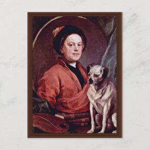 Carte Postale Le Peintre Et Son Carlin Autoportrait De Hogarth,