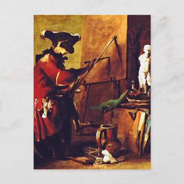 Carte Postale Le peintre singe (Devant)