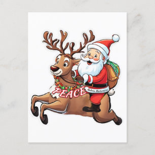 Carte Postale Le Père Noël avec des cadeaux de paix