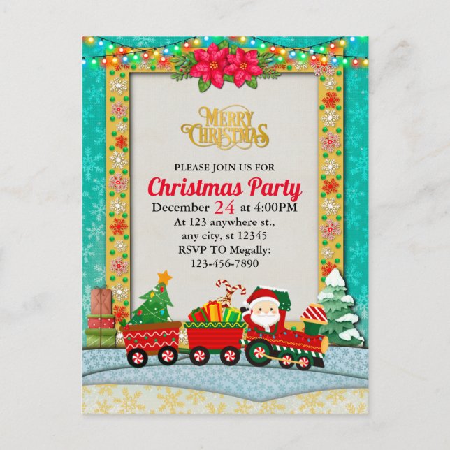 Carte Postale Le Père Noël en train de recevoir des cadeaux et u (Devant)