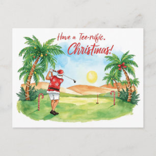 Carte Postale Le Père Noël joue au golf à Noël en juillet