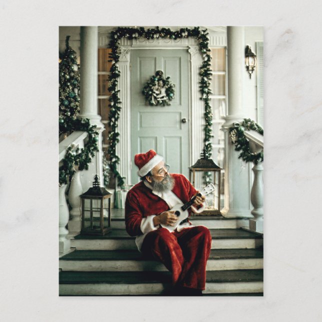 Carte Postale Le Père Noël joue de la musique (Devant)