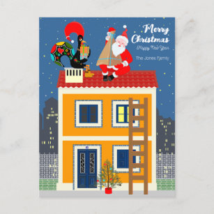 Carte Postale Le Père Noël rencontre le Coq portugais