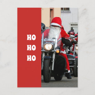 Carte Postale Le Père Noël sur une moto Ho Ho Ho