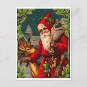 Carte Postale Le Père Noël vient avec un sac plein de cadeaux