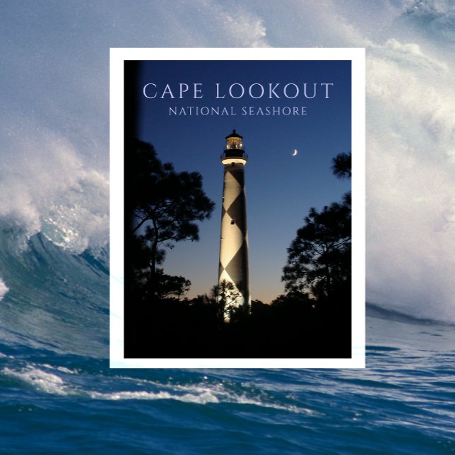 Carte Postale Le phare de Cape Lookout à la nuit (Créateur téléchargé)