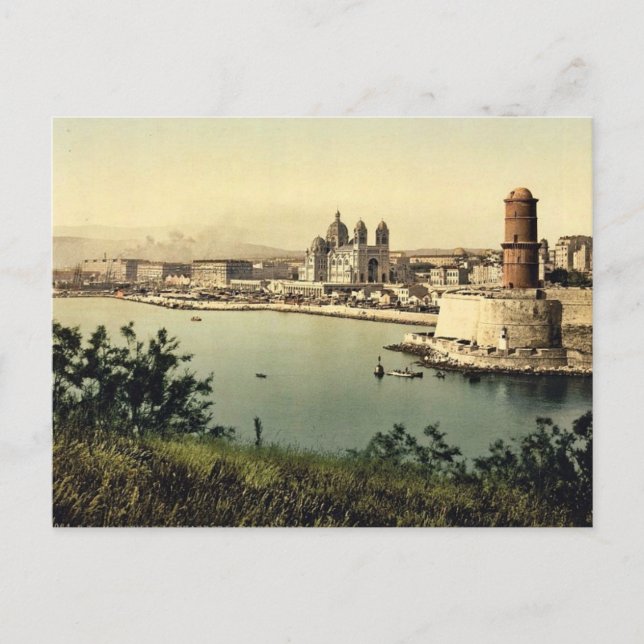 Carte Postale Le phare et la cathédrale, Marseille, France v (Devant)