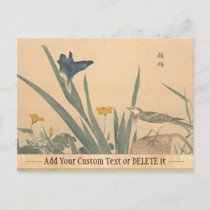 Carte Postale Le Pied Wagtai et la fleur Kuwagata Keisai ukiyo-e