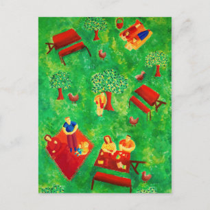 Carte Postale Le Pique-Nique Art Contemporain Peinture Acrylique