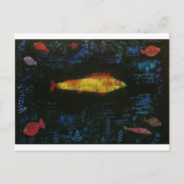 Carte Postale Le poisson rouge par Paul Klee (Devant)