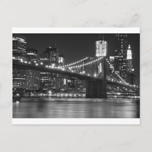 Carte Postale Le pont Brooklyn - noir et blanc (Devant)