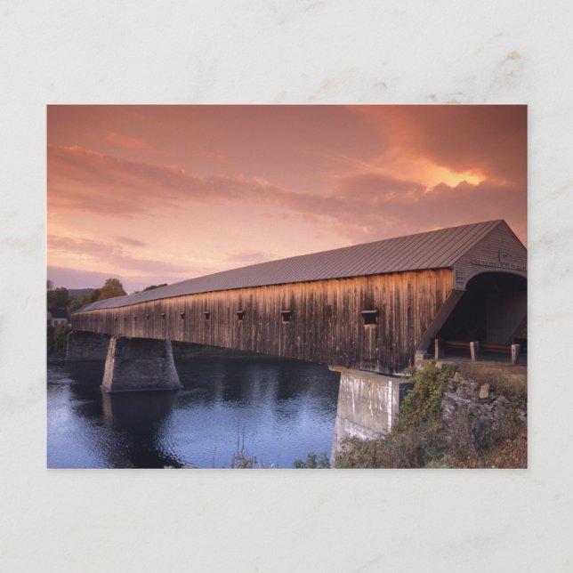 Carte Postale Le pont couvert le plus long des États-Unis (Devant)
